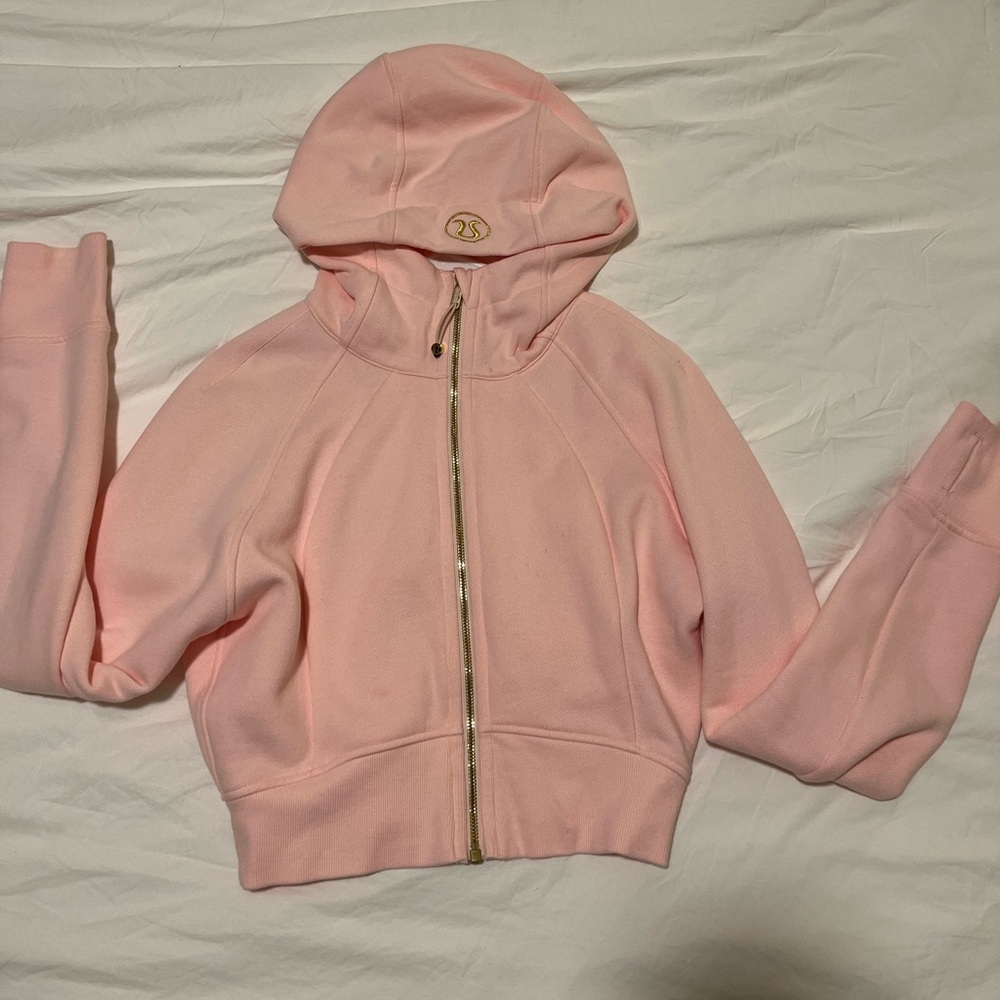 Rare Strawberry Milkshake Gold Zipper Cropped Scuba